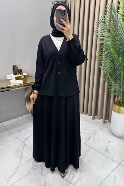 Öykü Etekli Takım Siyah