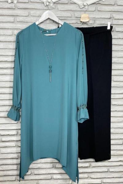 Şangal İpek Tek Tunik Mint Yeşili