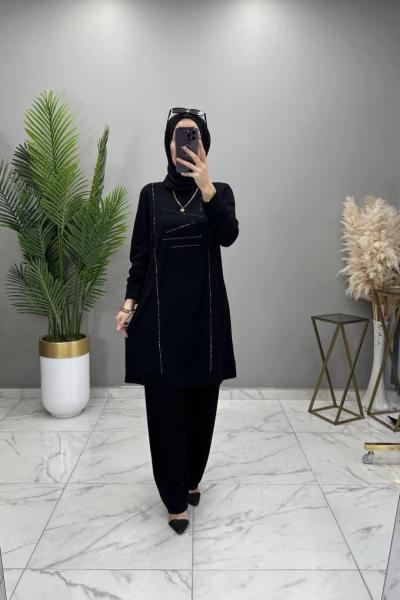 Seren Taşlı Takım Siyah