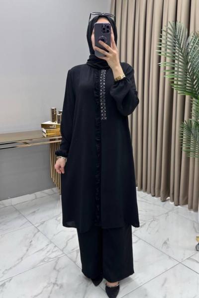 Taşlı Takım Siyah