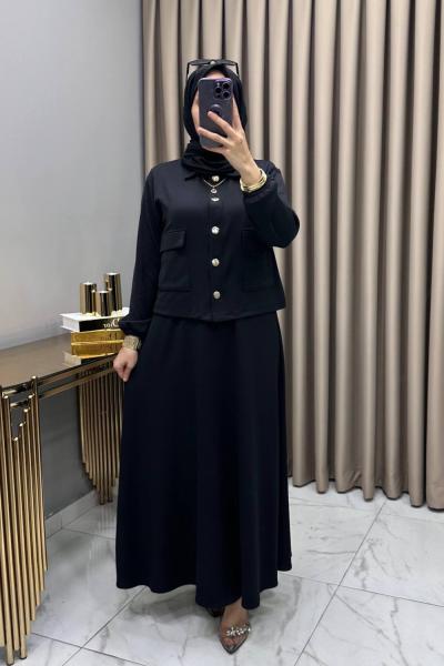 Yasemin Ceket Elbise Takım Siyah