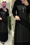 Ahu elbise sandy/deri kumaş siyah