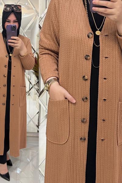 Alara hırka ipek triko sütlü kahve