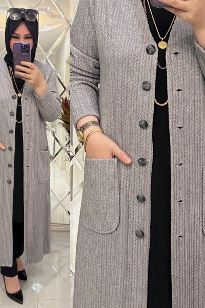 Alara hırka ipek triko gri