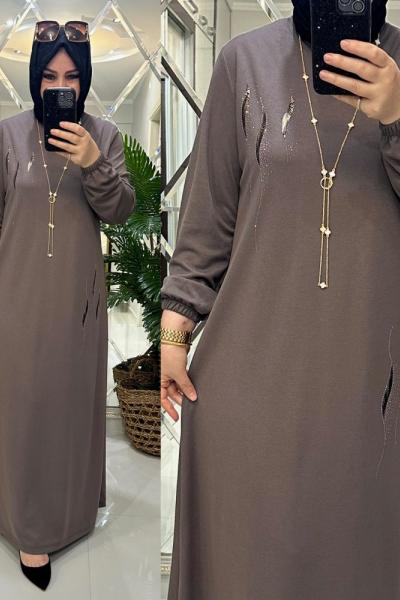 Alev elbise örme/krep penye kumaş vizon