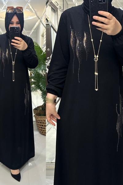 Alev elbise örme/krep penye kumaş siyah