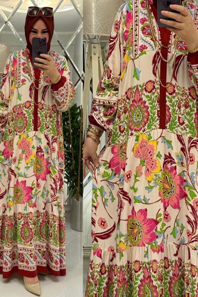 Alis elbise viskon kumaş bordo