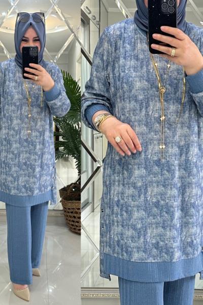 Asil takım merserize bürümcük kumaş mavi