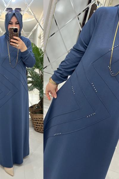 Aynur elbise oyşo kumaş mavi