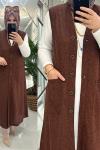Azra yelek kaşkorse kumaş kahve