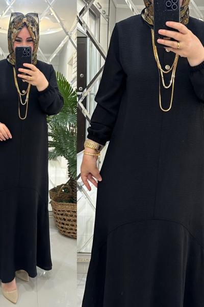 Banu elbise ayrobin kumaş siyah