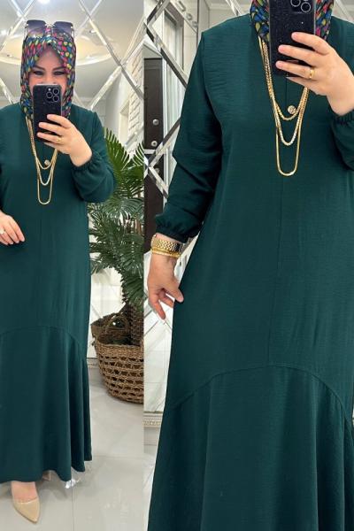 Banu elbise ayrobin kumaş zümrüt