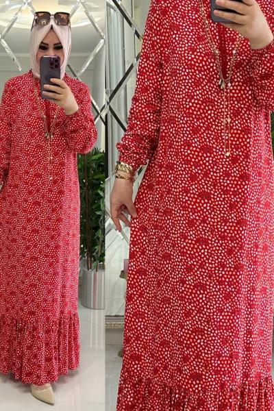 Beril viskon elbise kırmızı