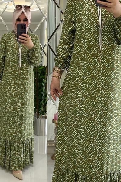 Beril viskon elbise haki