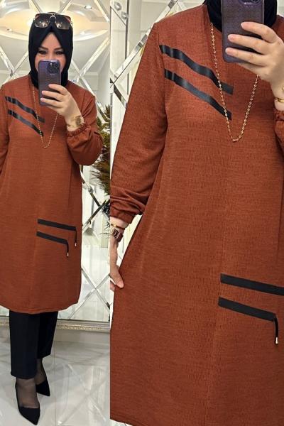 Berna tunik kaşkorse triko kiremit