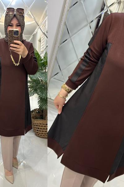 Berra tunik oyşo kumaş kahve