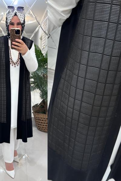 Berra yelek file detaylı ipek penye kumaş