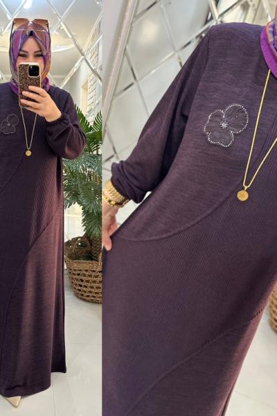 Betül elbise yumoş triko mor