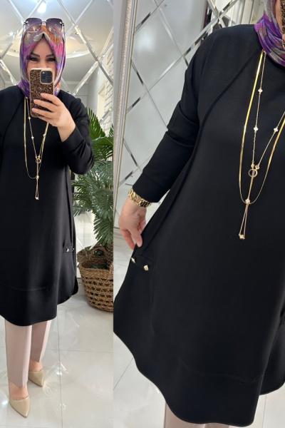 Beyza tunik Oyşo kumaş siyah