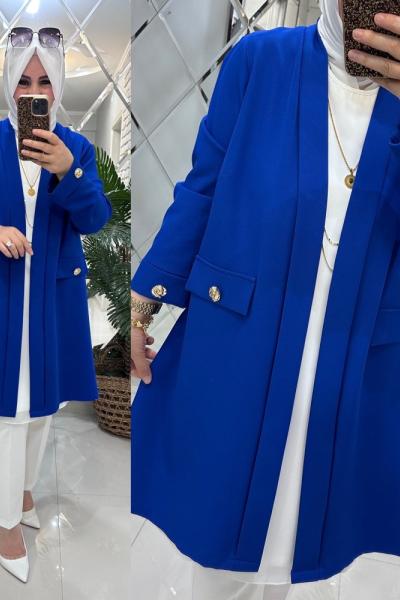 Bilge blazer ceket krep kumaş saks