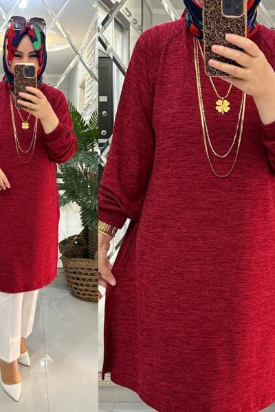 Burcu tunik yumoş triko kırmızı