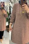 Burcu tunik yumoş triko sütlükahve