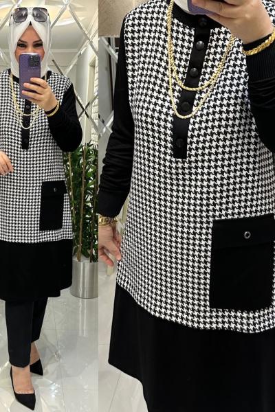 Buse tunik ikiiplik penye kumaş