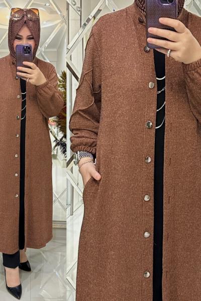 Büşra hırka buklet triko kahve