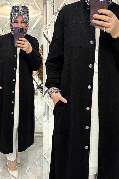 Büşra hırka buklet triko siyah