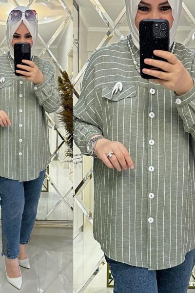 Dalya keten gömlek haki