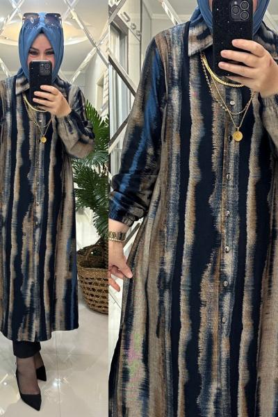 Daren gömlek kalın viskon kumaş mavili