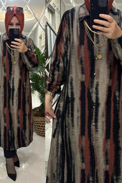 Daren gömlek kalın viskon kumaş kiremit