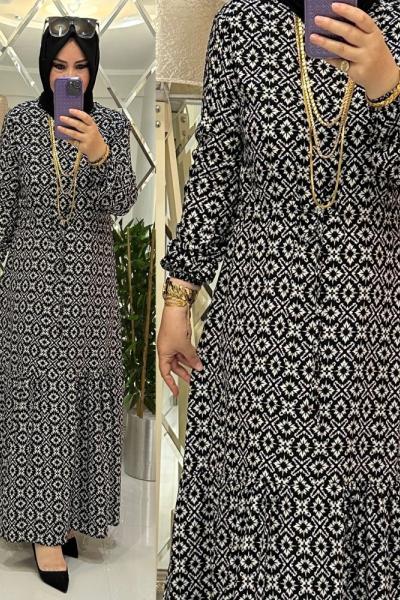 Defne elbise pamuklu viskon beyaz