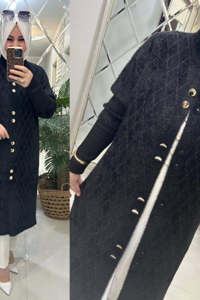 Demet angora hırka siyah