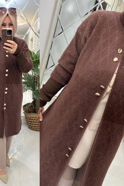 Demet angora hırka kahve