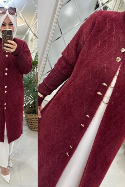 Demet angora hırka bordo