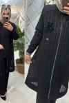Derya üçlü takım inci penye kumaş siyah