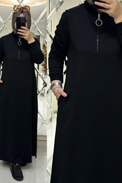 Dilay elbise ikiiplik kumaş siyah