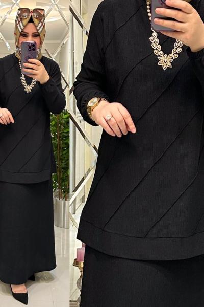 Dora bürümcük kumaş etekli takım siyah