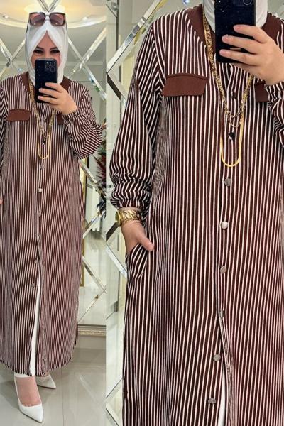 Duru gömlek bürümcük kumaş kahve