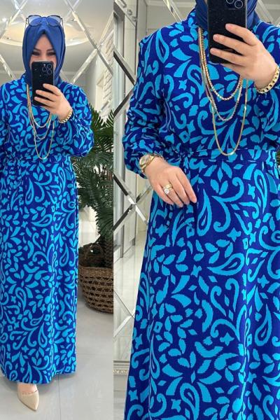 Ecem elbise viskon kumaş mavi