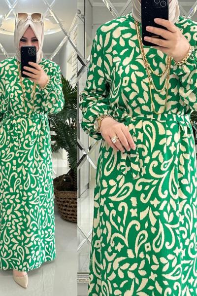 Ecem elbise viskon kumaş yeşil