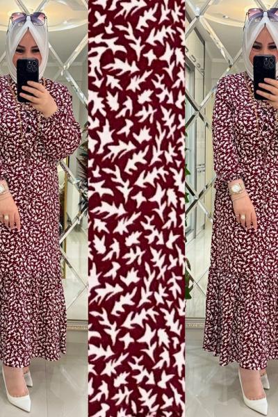 Efta elbise bürümcük kumaş bordo