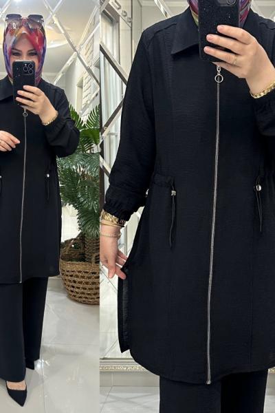 Elif takım ayrobin kumaş siyah