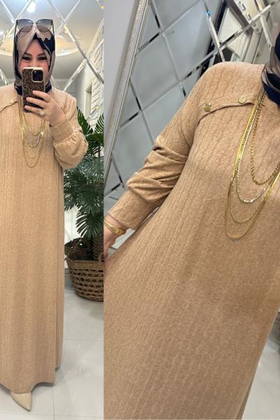 Esin elbise ipek triko sütlükahve