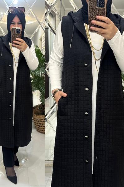 Eza yelek kapitone kumaş siyah