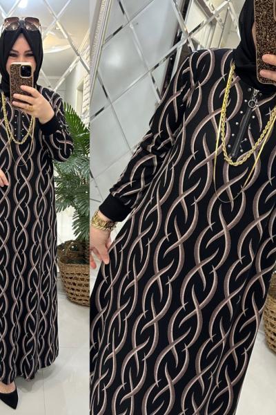 Feride elbise örme penye kumaş siyah