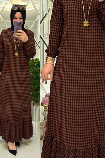 Feyza pamuklu gofre kumaş tarçın