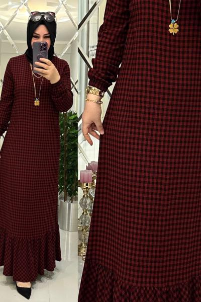 Feyza pamuklu gofre kumaş bordo