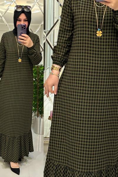 Feyza pamuklu gofre kumaş haki